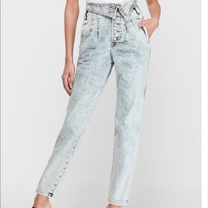 Nwt Express retro super hi rise blue bleached wash jeans